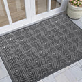 Yimobra Modern Geometric Welcome Doormat, 47 x 32 Inch, Grey, Waterproof, Non Slip, Stain & Fade Resistant, Low Pile, Sturdy Rubber, Easy Clean, Indoor/Outdoor