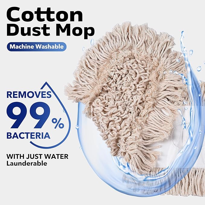 Matthew Cleaning 36'' Cotton Dust Mop Refill Washable Thick Tufted Replacement Heads for Residential & Commercial Use Fit All 36'' Dust Mop Frames, Hardwood, Laminate, Concrete Floors 6 Pack