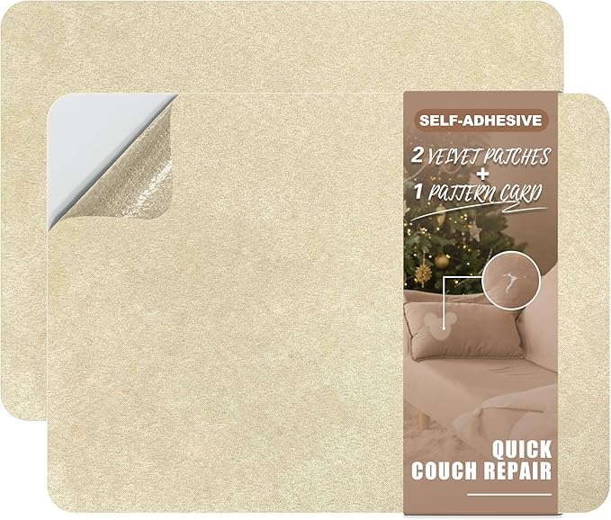 Azobur Fabric Couch Repair Patch 8.3 x 11 inches,Self-Adhesive Fabric Repair Patch for Furniture,Handbag,Sofa,Car Seats-(Khaki)