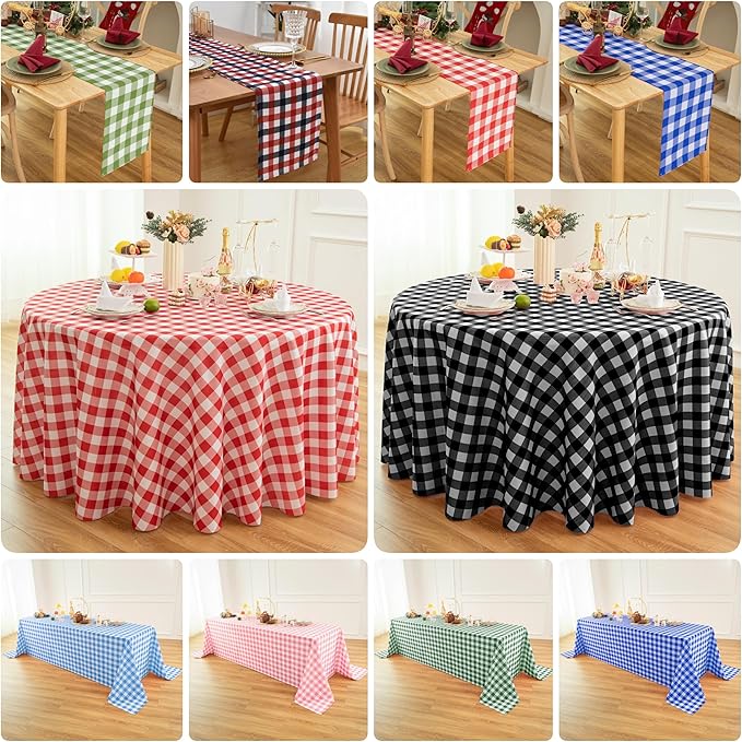 Waterproof Plaid Tablecloth Fabric - Oblong 52x70 Inch Classic Buffalo Tartan Table Cloth for Indoor/Outdoor Use - Washable Tabletop Cover for Dinner, BBQs, and Parties