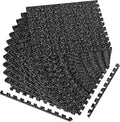 1/2in Thick 48 Sq Ft Rubber Top High Density EVA Foam Exercise Gym Mats Non-Slip 12 Pcs - Interlocking Puzzle Floor Tiles for Home Gym Heavy Workout Equipment Flooring - 24 x 24in Tile, Black & White