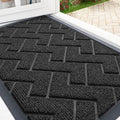 OLANLY Front Door Mat Indoor Outdoor Entrance, Waterproof All-Season, All-Weather Doormat, Sturdy Natural Rubber, Low Profile, Easy Clean Patio Porch Entryway Mat, Herringbone Brick (Black, 47x23)