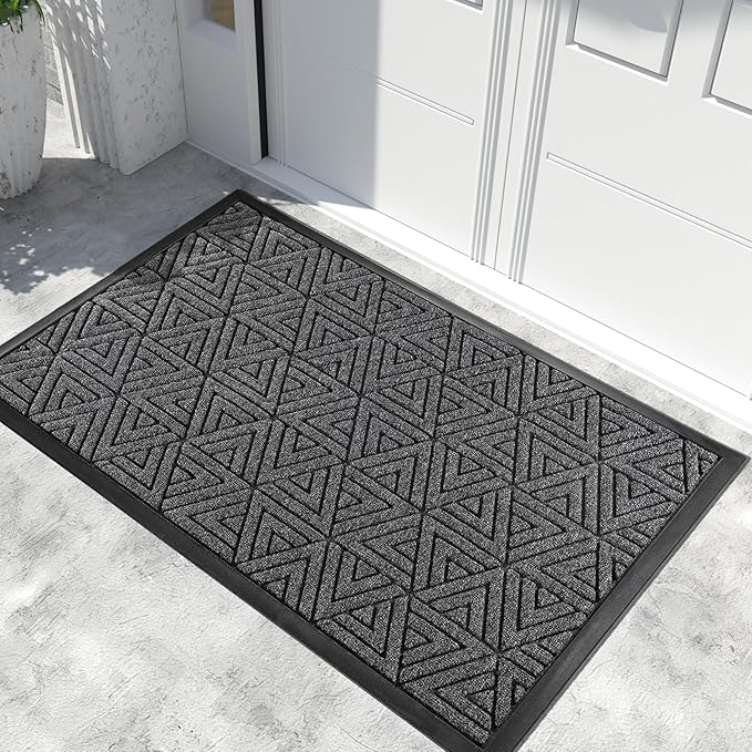 Yimobra Extra Large Door Mat 60x32, All-Weather Waterproof Non-Slip Welcome Matt Outdoor, Heavy Duty Non Slip Doormat for Entryway for Patio and Garage Indoor, Easy Clean, Mix Grey