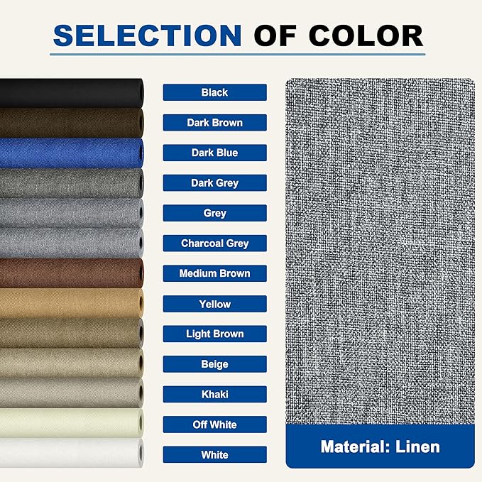 KING MOUNTAIN Linen Repair Patches, Self-Adhesive Linen Fabric Patches, 16X80 inch Extra Size, Multi Color, Can be Used for Linen Sofa Repair and Linen Clothes Repair (Charcaol Grey1.0)