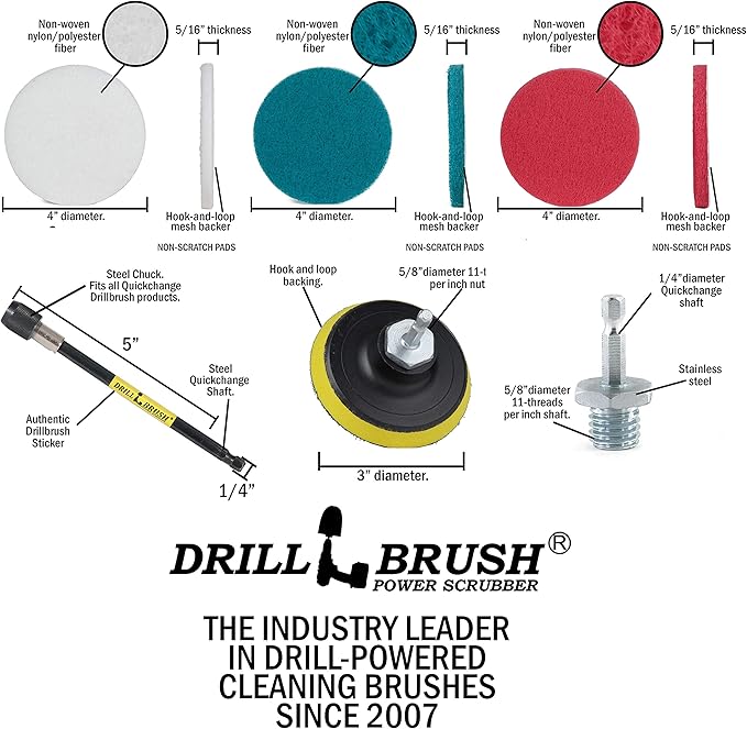Drill Brush Power Scrubber by Useful Products - Carpet Cleaner - Car Cleaning Kit - Car Wash Kit - Glass, Glass Cooktop, Upholstery Cleaner - Upholstery Brush For Auto Detailing - Pet Hair Remover Set