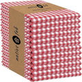 Native Fab 12 Pack Gingham Check Kitchen Towels 16"x26" - Mini Plaid Cotton Dish Towels Washable - Absorbent Tea Towel, Soft Hand Towel with Hanging Loop, Dish Cloth Set - Red White