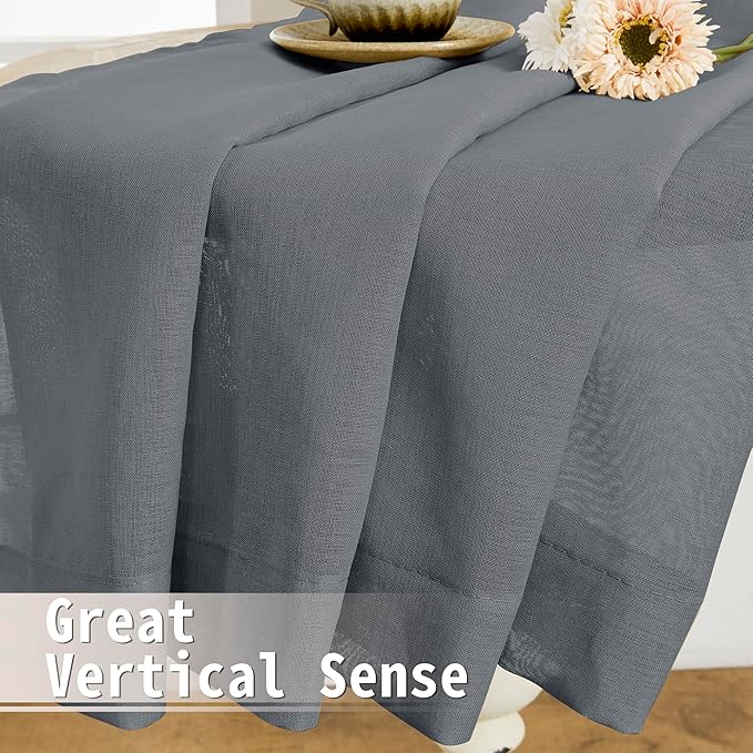 Tollpiz Sheer Door Curtain Closet Linen Textured Curtains Sheer Doorway Light Filtering Voile Patio Glass Door Rod Pocket Curtain French Door, 54 x 72 inches Long, Dark Grey, Set of 1 Panel
