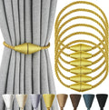 6 Pack Magnetic Curtain Tiebacks Rope Modern Handmade Curtain Tie Backs Decorative Drapes Weave Holdbacks for Window Décor, Gold