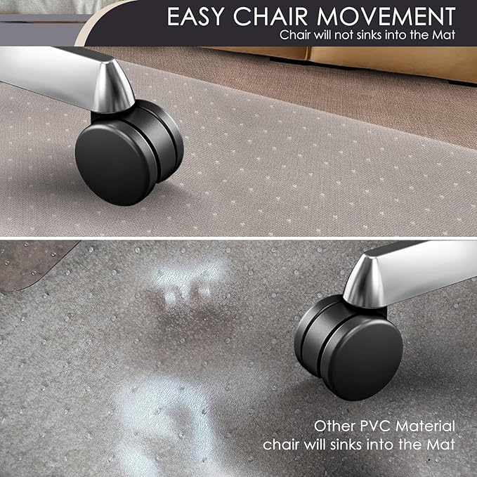 Kuyal Office Chair Mat for Carpet, 46x55 Clear Heavy Duty Computer Chair Mat, Under Desk Protector Carpeted Floors Mat, Easy Chair Movement,Ship Flat