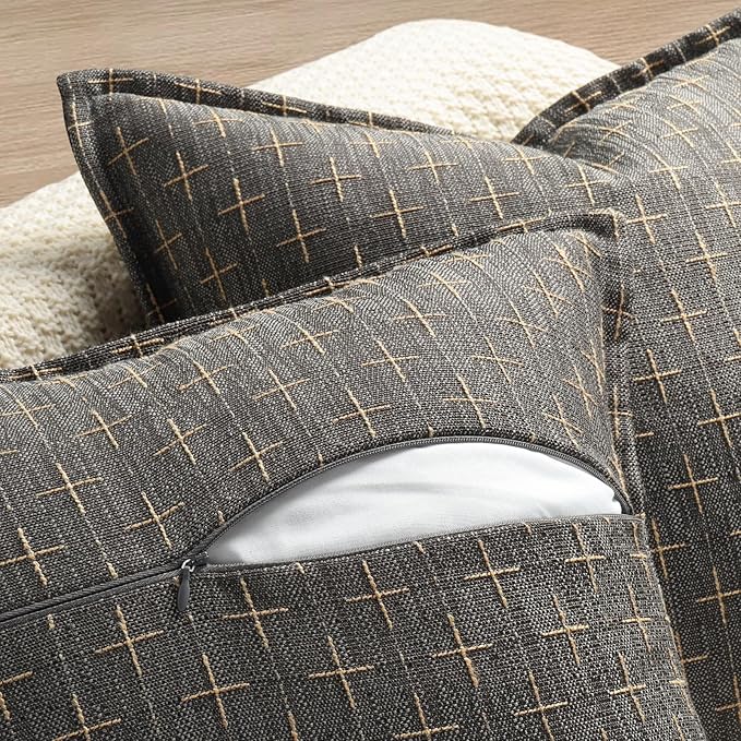 ZWJD Pillow Covers 16x16 Set of 2 Soft Polyester Textured Pillow Covers with Stylish Flange Edge Cozy Farmhouse Throw Pillows for Couch Bed Sofa Living Room