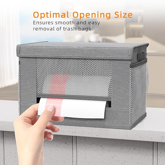 2 Pack Extra Large Trash Bag Holder Dispenser,Oxford Cloth Garbage Bag Storage Organizer with Mesh Pockets,Foldable Kitchen Trash Bag Holder Fits 33/30/13 Gallon Roll for Kitchen and Pantry