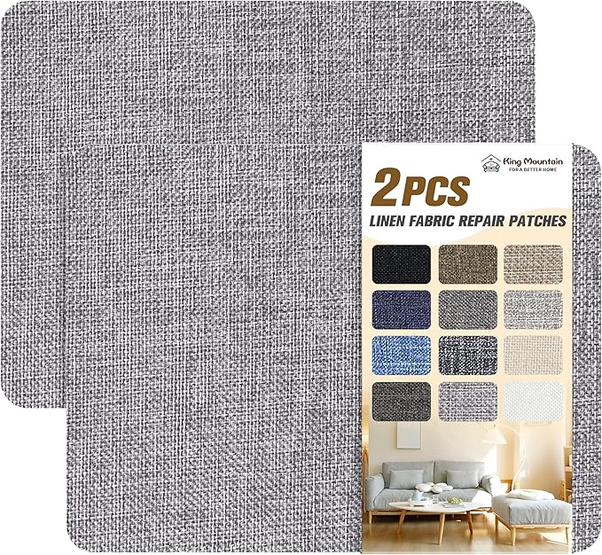 Coarse Linen Repair Patches, Self-Adhesive Linen Fabric Patches, 8X11 inch 2 PCS, Multi Color, Can be Used for Linen Sofa Repair and Linen Clothes Repair(8" x 11"-2PCS,Light Grey)