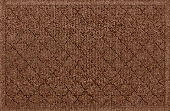 WaterHog Heavy Duty Doorway Mat, 2' x 3', Made in USA, Durable & Skid-Resistant Entryway Mat, Water-Trapping, Indoor/Outdoor Decorative Floor Covering, Cordova Collection, Dark Brown