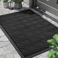 Yimobra Front Door Mat Outside Entrance 29.5x17, Waterproof Heavy Duty Outdoor Mats for Front Door, Non Slip Rubber Entry Mat for Garage Patio, Black