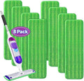 8 Pack Reusable Mop Pads Compatible for Swiffer PowerMop,Microfiber Mop Pads for 13-15'' Spray Mop, Floor Mop Pads Refills for Swiffer, Machine Wash,Green(Not Included Mop)