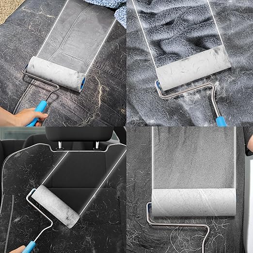Large Surface Extra Sticky Lint Roller 6.3'', 444 Sheets Long Handle Pet Hair Removal, Dog and Cat Lint Remover for Clothes, Furniture, Carpet