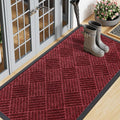 Smiry Front Door Mat Outside Entrance, Heavy Duty Outdoor Indoor Mat, Natural Rubber Doormat, Non Slip, Trap Dirt and Moisture, Easy Clean, Low Profile Patio Porch Entryway Mat, 71x23, Wine Red