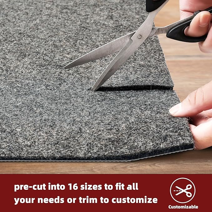 BAGAIL Felt and Natural Rubber Backing Rug Pads 1/8” Thick, 3 x 5 Ft Non Slip Rug Gripper Keep Rugs in Place, Under Area Rug Protective Cushioned Pads, Carpet Runners, Hardwood Floors Protection