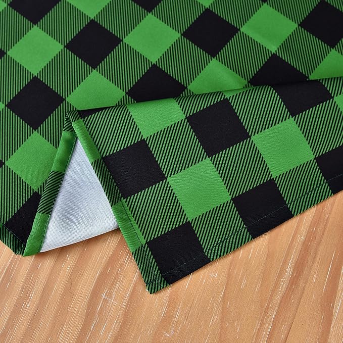 Waterproof Gingham Festive Tablecloth Fabric - Oblong 52x70 Inch Classic Buffalo Tartan Table Cloth for Outdoor Use - St. Patrick's Day Tabletop Cover for Xmas, BBQs, and Parties