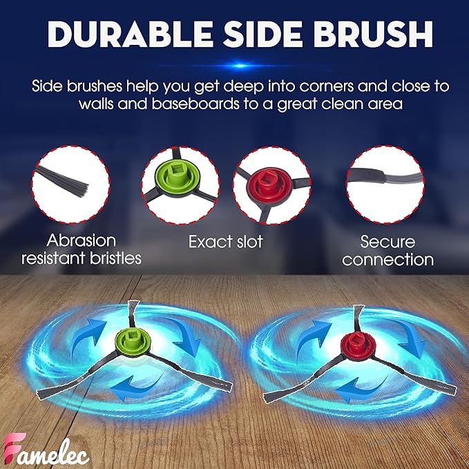 FAMEKLEC Upgrade Replacement Accessories Kit Compatible with ECOVACS DEEBOT X1 Omni, X1 Turbo Robot Vacuum Attachments, Include 1 Main Brush, 6 Side Brushs, 4 Filters, 4 Mop Cloths, 4 Dust Bags