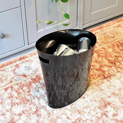 Youngever 2 Gallon Slim Trash Can, Plastic Garbage Container Bin, Small Trash Bin with Handles for Home Office, Living Room, Study Room, Kitchen, Bathroom (2 Pack) (Black)