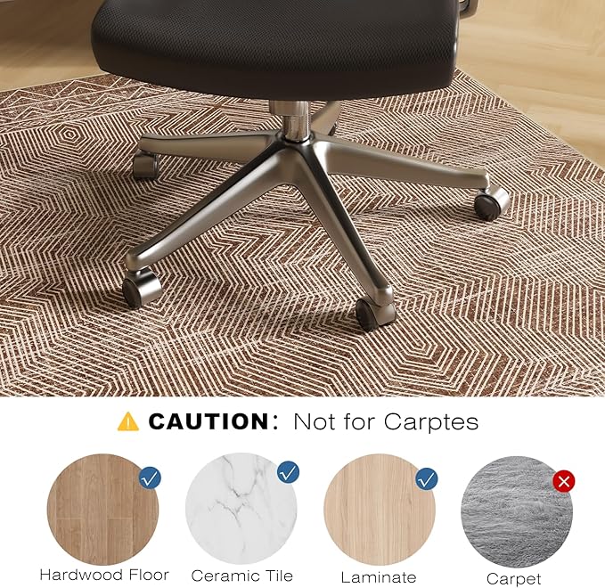 Office Chair Mat for Hardwood & Tile Floor, 36" × 48" Desk Chair Mat for Rolling Chairs, Anti-Slip Under Desk Rug Floor Protector for Home Office, Washable Area Rug for Living Room, Brown