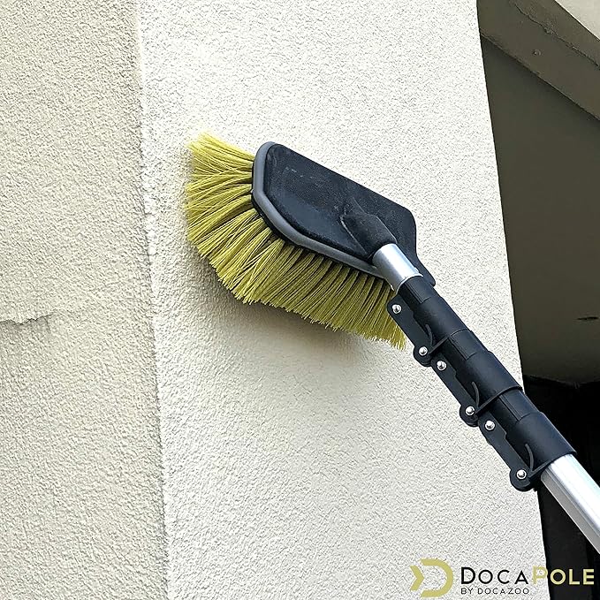 DOCA Scrub Brush Attachment for Long Handle Extension Pole - Outdoor Broom and Scrubbing Brush for House Floor, Deck, Patio, Car - Hard Brush