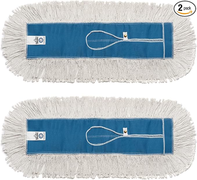 Nine Forty Industrial-Grade 18x5 Cotton Dust Mop Head Refills, Perfect Replacement for Busy Home, Gym, Industrial and Commercial Spaces, Heavy-Duty Mop for Janitorial & Housekeeping Needs - 2 Pack
