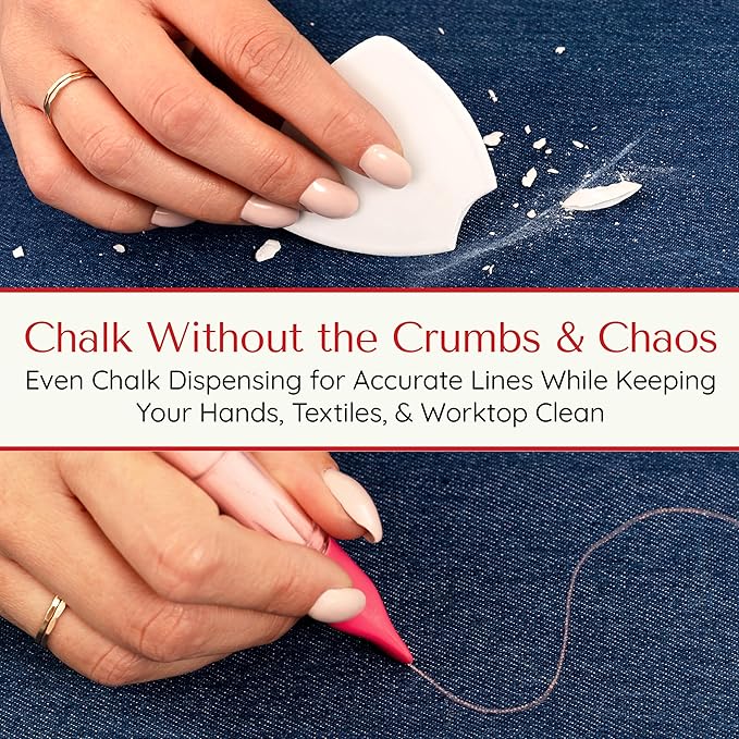 Fabric Markers for Sewing – Ergonomic Tailors Chalk Pen with Improved Dosing Wheel for Sharp Lines - Washable Sewing Chalk Marking Pens that are Compatible with Most Fabrics - Pink 1 Pack