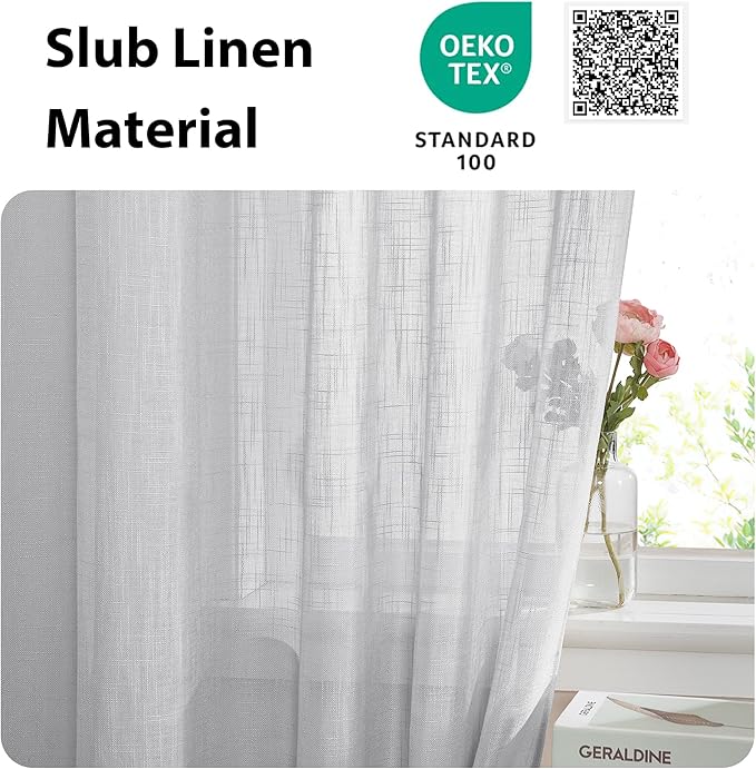 NICETOWN Side Door Curtains for Small Window, Rod Pocket French Window Curtains Light Filtering Sidelight Curtain for Front, 36W X 40L Sheer Door Shade with Tieback, 1 PC, Light Grey