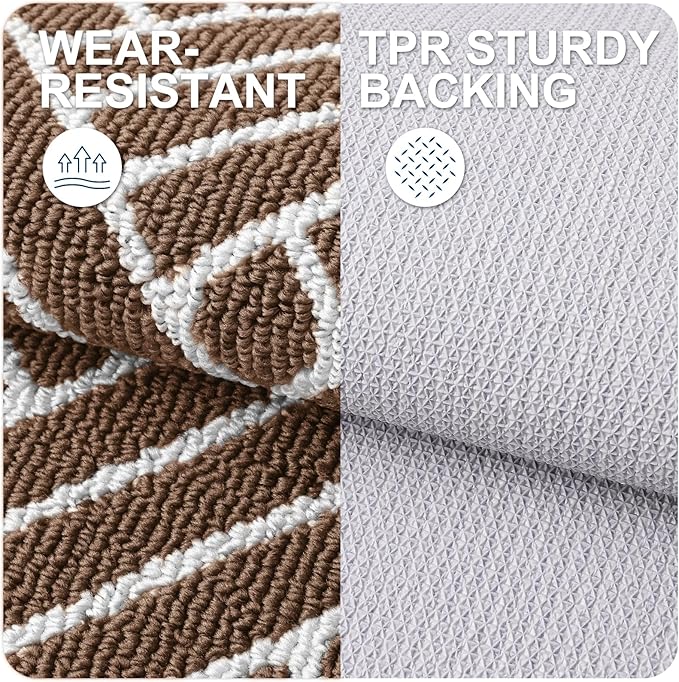 OLANLY Indoor Door Mat, 36x24 Inch, Dirt Resistant and Absorbent, Non-Slip Rubber Backing Floor Mats, Easy Clean Low-Profile Doormat for Entryway, Front Door, and Inside Entrance, Coffee