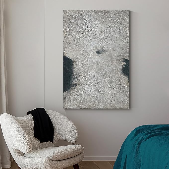 NANKAI Minimalist Art Hand Painted Black and Gray Abstract Oil Painting Canvas Wall Art 36x24 Inch Home Wall Decoration