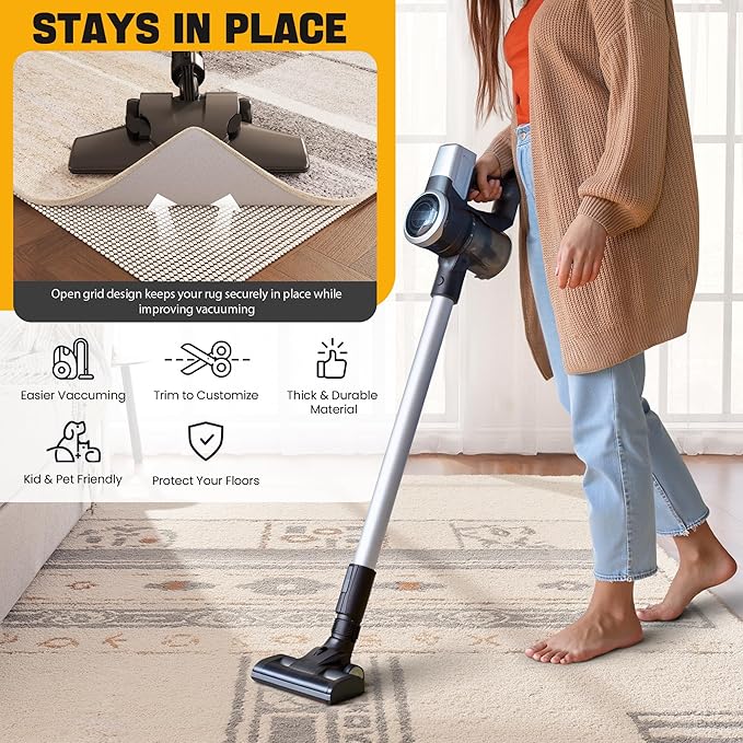 Non-Slip Rug Pad Gripper 3x5 Feet, Anti Skid Mat for Under Area Rugs, Keeps Rugs in Position and Safe, Thick Cushioned Carpet Pad for Hardwood Floors Protection