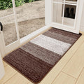 Kitinjoy Indoor Outdoor Door Mat, 59x24 Non-Slip Absorbent Dirt Trapper, Low-Profile Washable Inside Entrance Front Floor Mat, Sturdy Soft Entry Doormats for Entryway, Brown