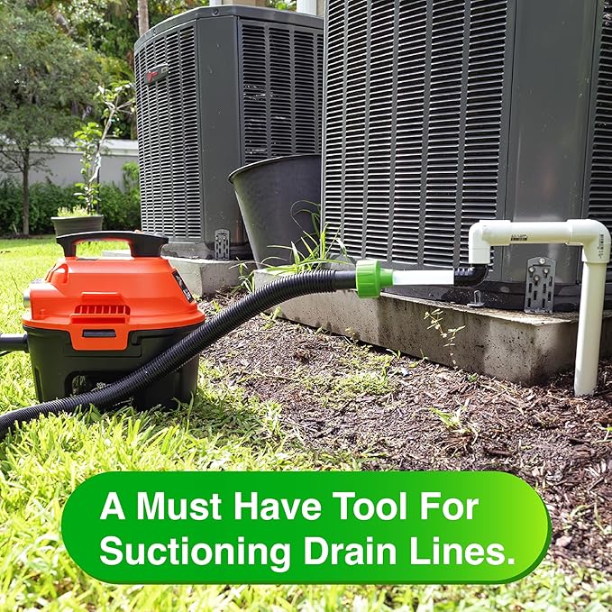 AC Drain Line Cleaner Adapter Evacuates & Unclog AC Drain Line - HVAC to PVC AC Drain Line Cleaner Tool - Universal Fit AC Drain Line Unclogger - AC Drain Line Cleaning Tool - Clear Visibility