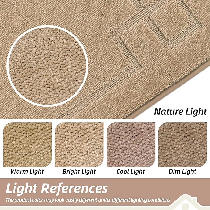 BEQHAUSE Door Mat 20" x 32", Non-Slip Door Mats Indoor Entryway Rugs Washable Low-Profile Absorbent and Stain Resist Floor Mats, Dog Door Mat for Front Back Door, Muddy Wet Shoes & Paws, Beige