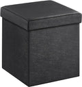 SONGMICS MAZIE Collection - 15 Inches Ottoman with Storage, Footstool, Storage Ottoman, Load 660 lb, for Dorm, Living Room, Bedroom, Synthetic Leather, Black ULSF101