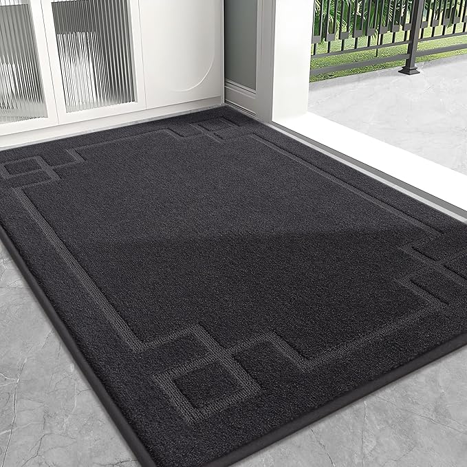 BEQHAUSE Door Mat 32" x 48", Non-Slip Door Mats Indoor Entryway Rugs Washable Low-Profile Absorbent and Stain Resist Floor Mats, Dog Door Mat for Front Back Door, Muddy Wet Shoes & Paws, Dark Grey