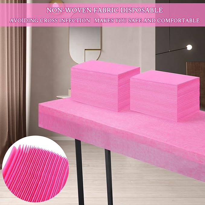 400 Pcs Disposable Bed Sheets 31" x 71" Massage Table Sheets Non Woven Fabric SPA Bed Cover Breathable for Massage Beauty Tattoos (400 Pcs Pink)
