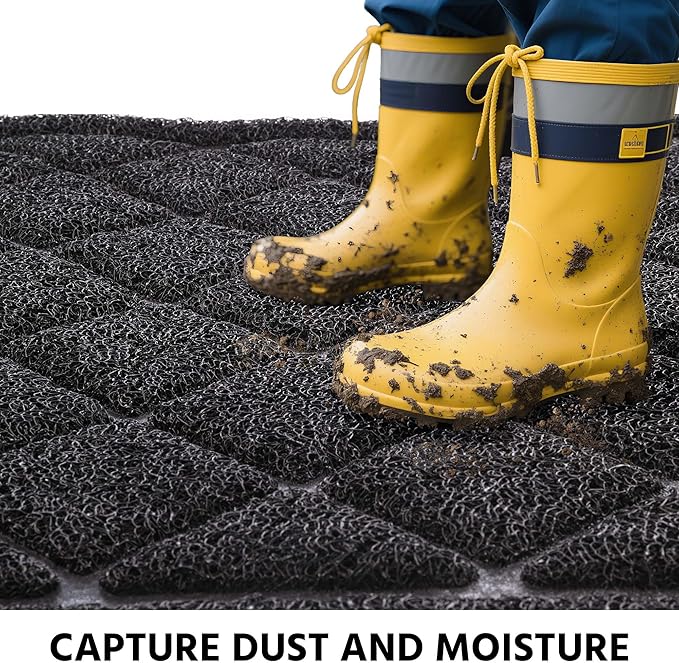 Front Door Mat Indoor Outdoor Entrance, 36" x 60" Heavy Duty All-Season All-Weather Waterproof Doormat Trap Dirt and Moisture Easy Clean Low Profile Patio Porch Entryway Mat