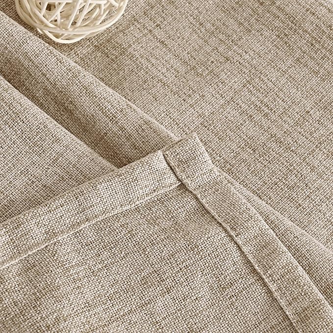 YoungsTex Short Linen Curtains 40 Inch Length for Cafe Window, Small Drapes Light Filtering with Back Tab for Bathroom Kitchen Window, 2 Panels, 40 X 40 Inch