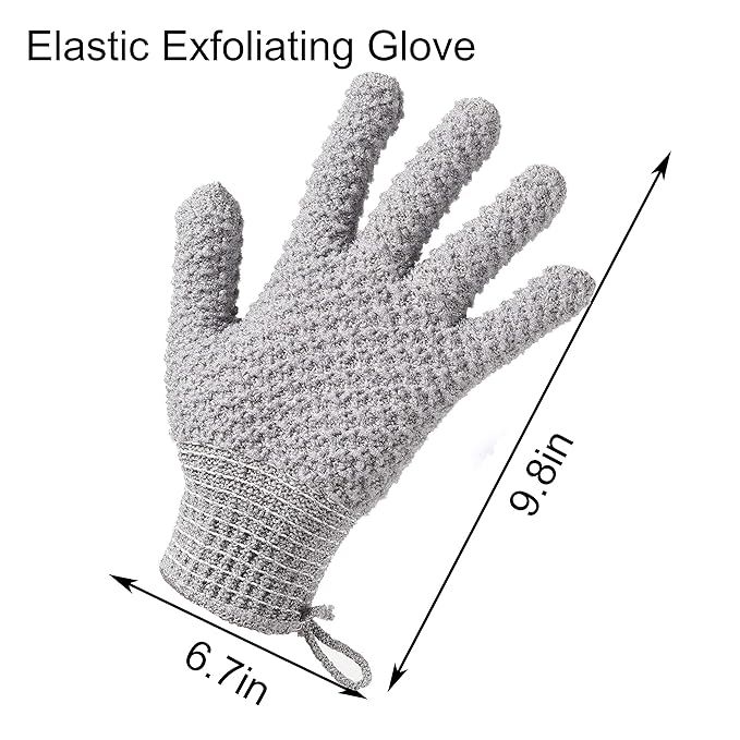 Bath Exfoliating Gloves - 2 Pairs of Lengthened and Large Scrubbing Gloves for Shower, Spa, and Massage - Perfect for Exfoliating Body, Face, Hands, and Feet(2 paris gary)