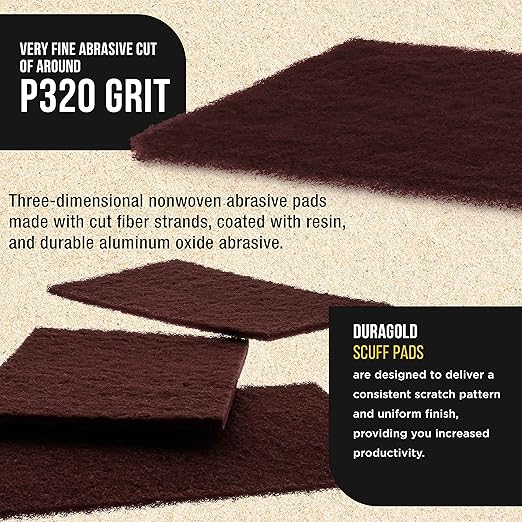 Dura-Gold Premium 6" x 9" Maroon General Purpose Scuff Pads, Box of 10 - Scuffing, Scouring, Sanding, Paint Primer Prep Adhesion Scratch - Surface Preparation Automotive Car Auto Body Woodworking Wood
