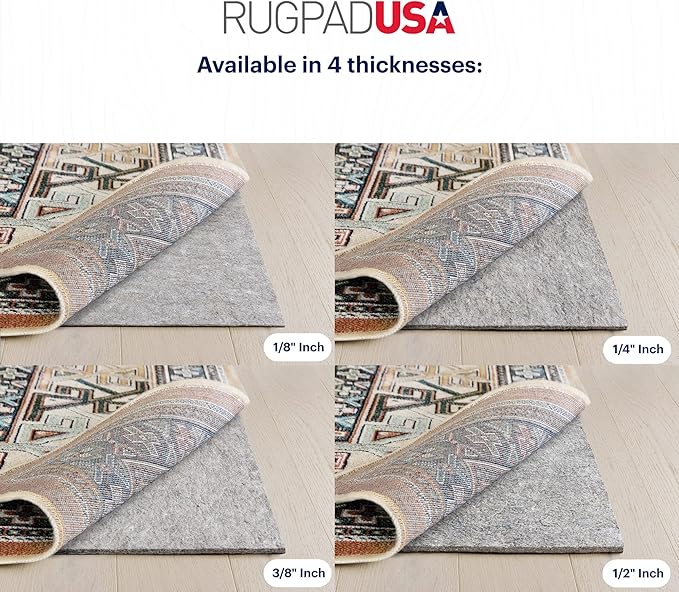 RUGPADUSA - Dual Surface - 9' Round - 3/8" Thick - Felt + Rubber - Enhanced Non-Slip Rug Pad - Adds Comfort and Protection - for Hard Surface Floors