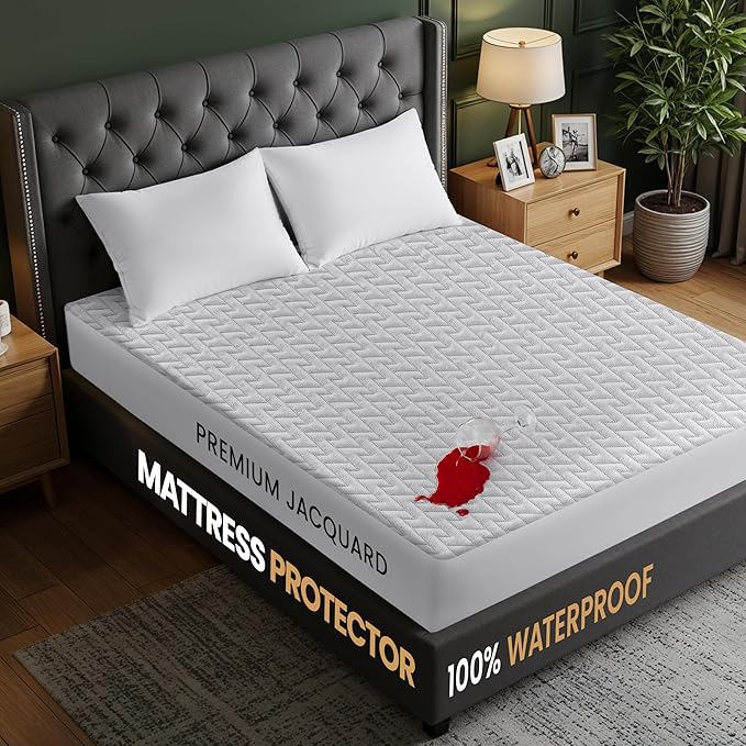 Utopia Bedding Waterproof Mattress Protector California King Size, Premium 3D Air Soft Fabric Mattress Cover, Fits 17 Inches Deep, Breathable, Fitted Style with Stretchable Pockets