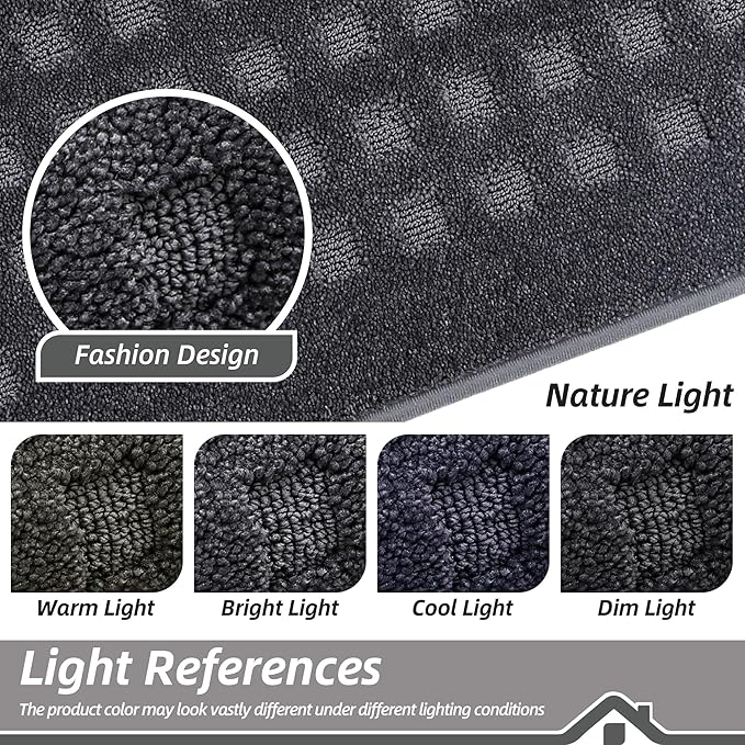 BEQHAUSE Waffle Door Mats Indoor 32"x48", Dog Mat for Muddy Paws Absorbent and Dirt Resist Floor Mats Non-Slip Washable Rugs for Entryway, Welcome Mat for Front Back Door, Muddy Wet Shoes, Dark Grey