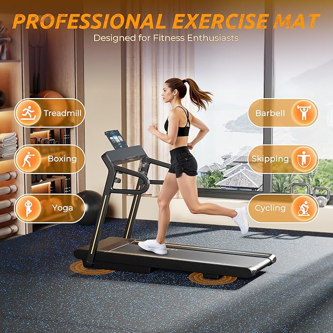 PRAISUN 0.6" Thicker Gym Mat, 24 Tiles 96 Sq Ft Workout Mats, Interlocking Foam Tiles with Rubber Top, High Density EVA Foam, Exercise Mat, Gym Flooring for Home Gym, Garage, 24 x 24in, Black/Blue