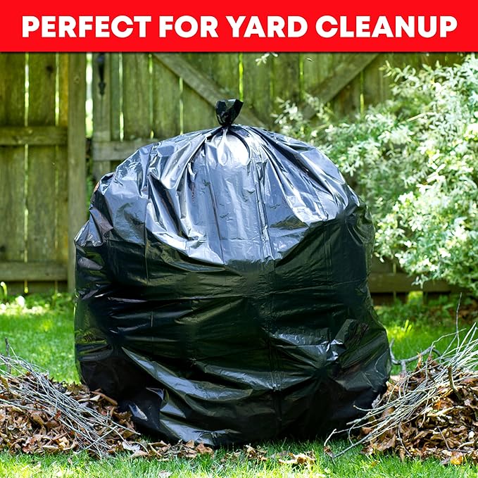 Veska 65 Gallon Trash Bags for Toter, (Value-Pack 50 Count w/Ties) Extra Large 64 Gallon Heavy Duty, 60 Gal Trash Bags Outdoor Garbage Can Liner for CustodiansExtra Large Garbage Bag 70 Gallon