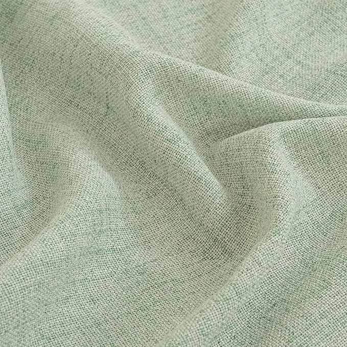 YoungsTex Sage Green Curtains 80 Inch Length for Living Room, Semi Sheer Linen Drapes Light Filtering with Back Tab Rod Pocket for Bedroom Office Spring Window Treatments, 52 X 80 Inch, 2 Panels