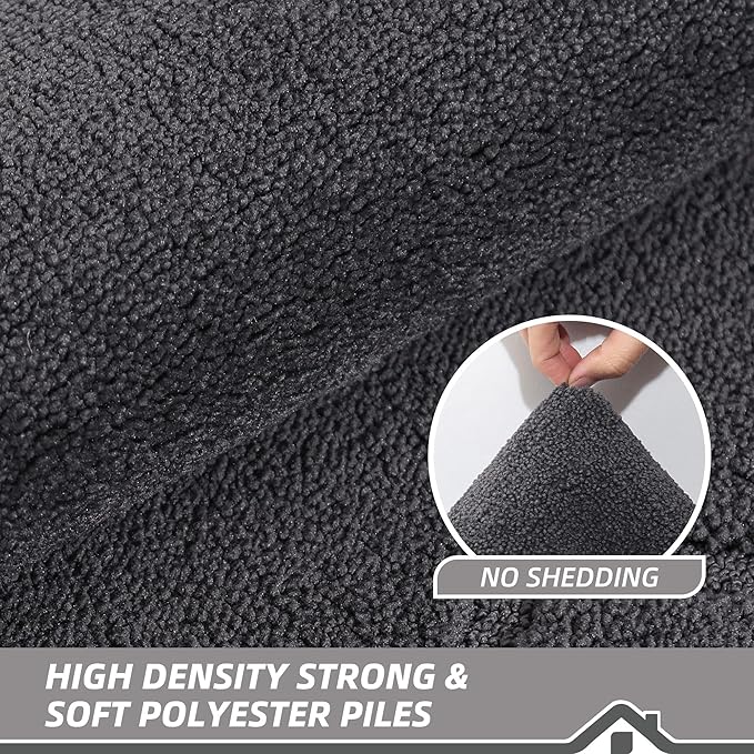 BEQHAUSE Door Mat 20" x 32", Non-Slip Door Mats Indoor Entryway Rugs Washable Low-Profile Absorbent and Stain Resist Floor Mats, Dog Door Mat for Front Back Door, Muddy Wet Shoes & Paws, Dark Grey